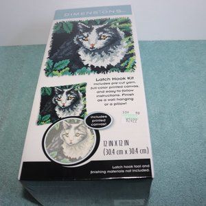 Cat Latch Hook Kit by Dimensions 12" x 12" Kit Wall Hanging or Pillow Kitty Cat